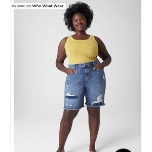 Lane Bryant Mid-Rise Boyfriend Bermuda Jean Shorts